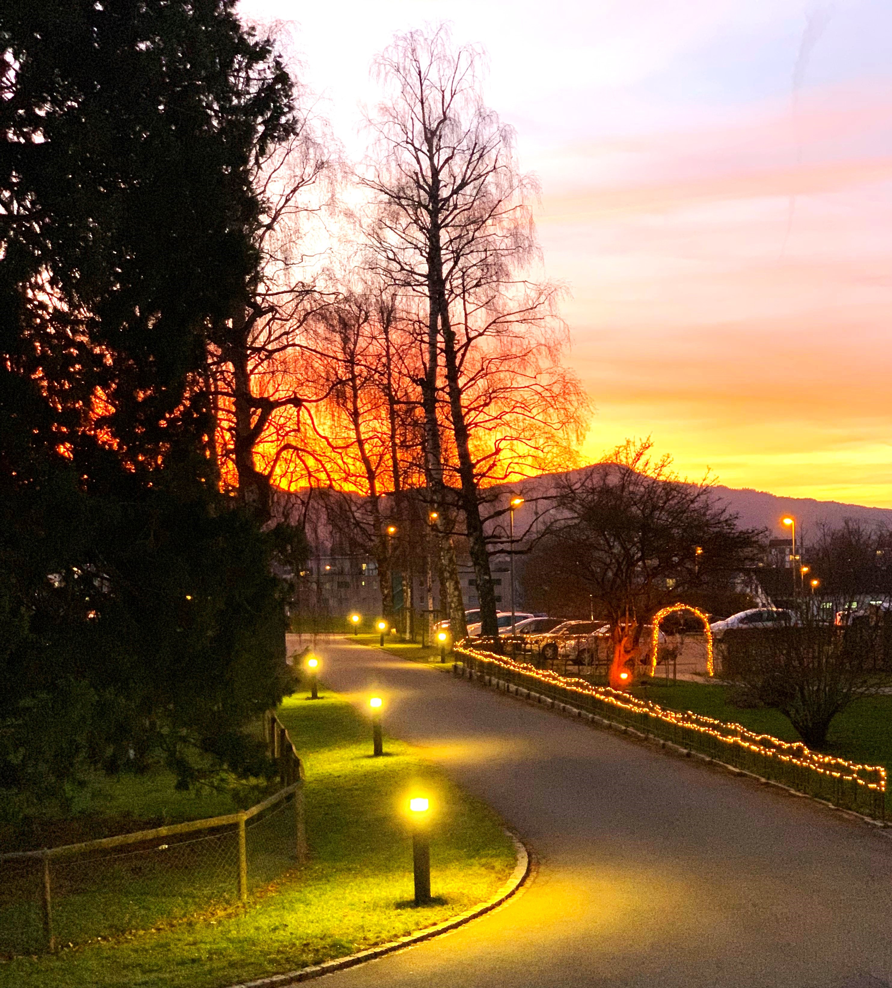 Abendimpression Dezember im Kappelhof Wittenbach